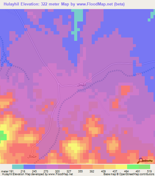 Hulayhil,Oman Elevation Map