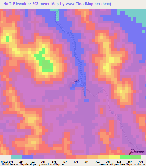 Huffi,Oman Elevation Map