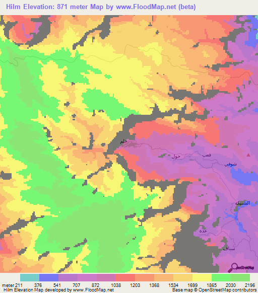 Hilm,Oman Elevation Map