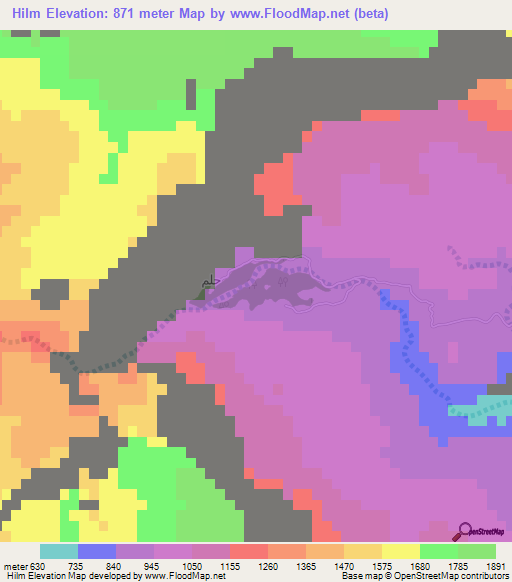 Hilm,Oman Elevation Map