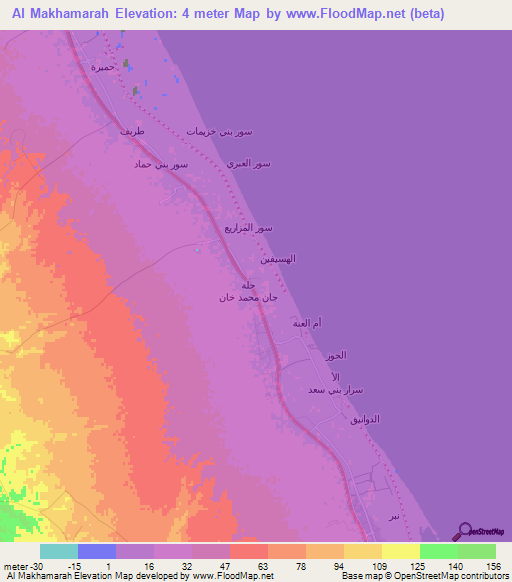 Al Makhamarah,Oman Elevation Map