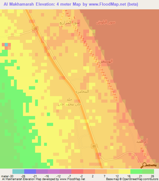 Al Makhamarah,Oman Elevation Map