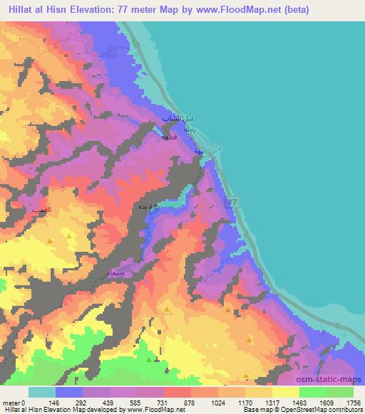 Hillat al Hisn,Oman Elevation Map