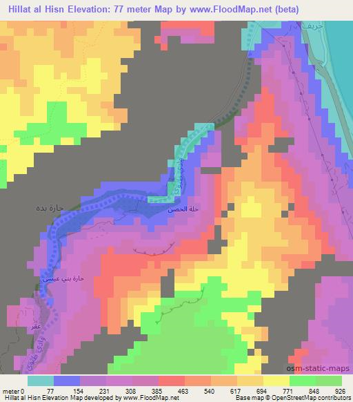 Hillat al Hisn,Oman Elevation Map