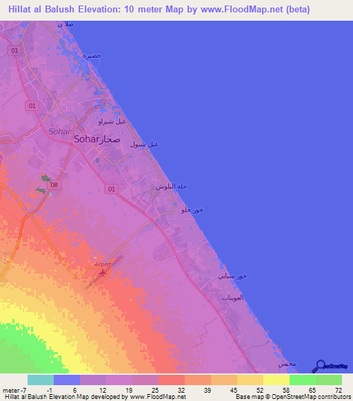 Hillat al Balush,Oman Elevation Map