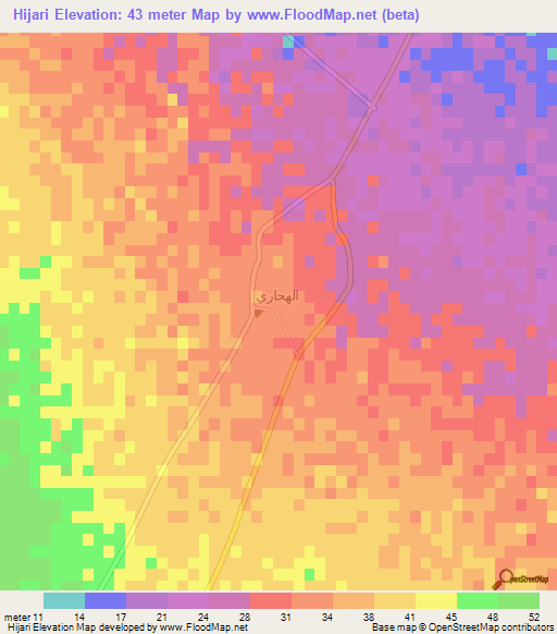 Hijari,Oman Elevation Map