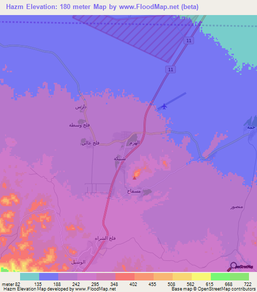 Hazm,Oman Elevation Map