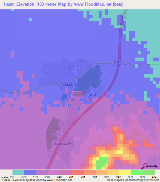 Hazm,Oman Elevation Map