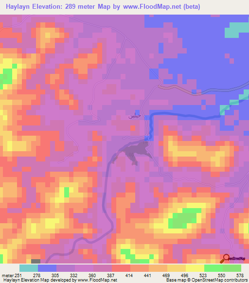 Haylayn,Oman Elevation Map