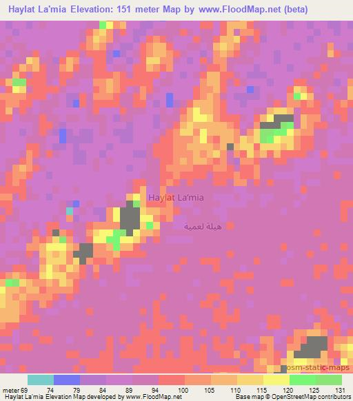 Haylat La'mia,Oman Elevation Map