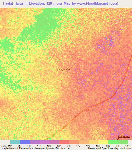 Haylat Harashif,Oman Elevation Map