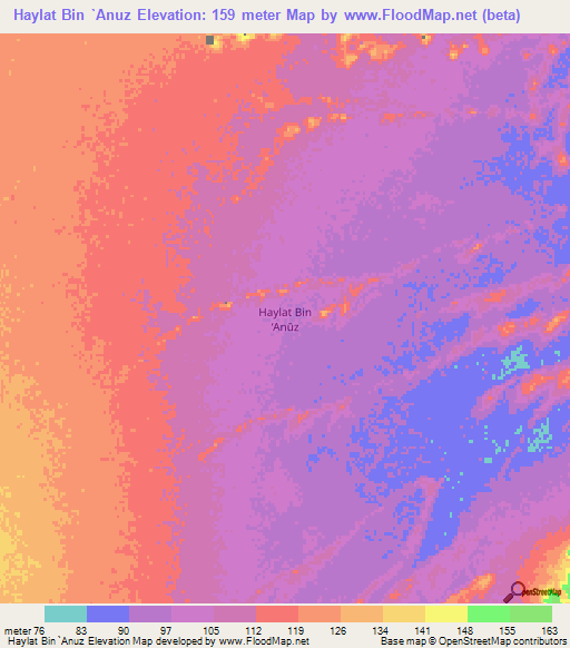 Haylat Bin `Anuz,Oman Elevation Map