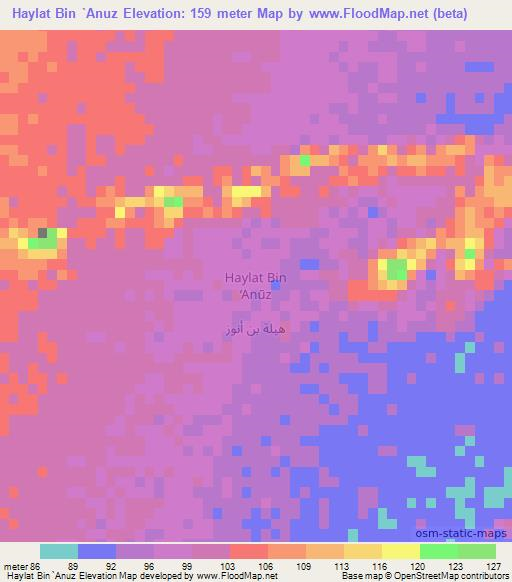 Haylat Bin `Anuz,Oman Elevation Map