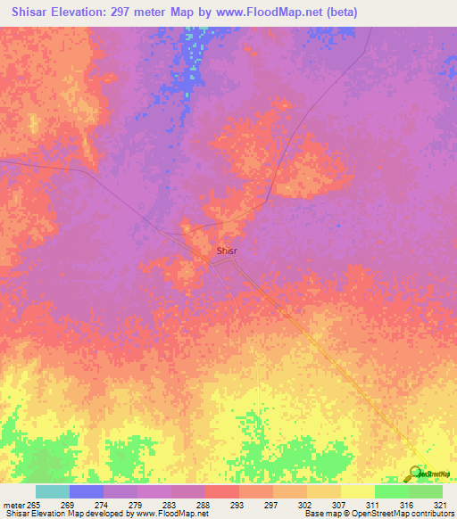 Shisar,Oman Elevation Map