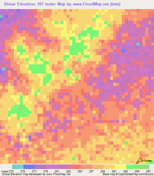 Shisar,Oman Elevation Map