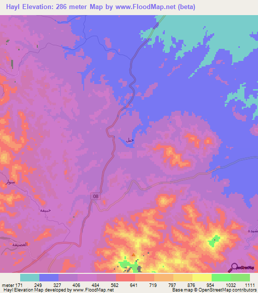 Hayl,Oman Elevation Map