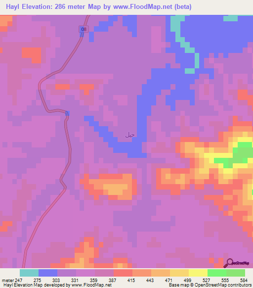 Hayl,Oman Elevation Map