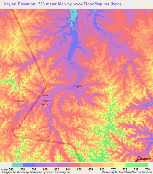 Hayjari,Oman Elevation Map