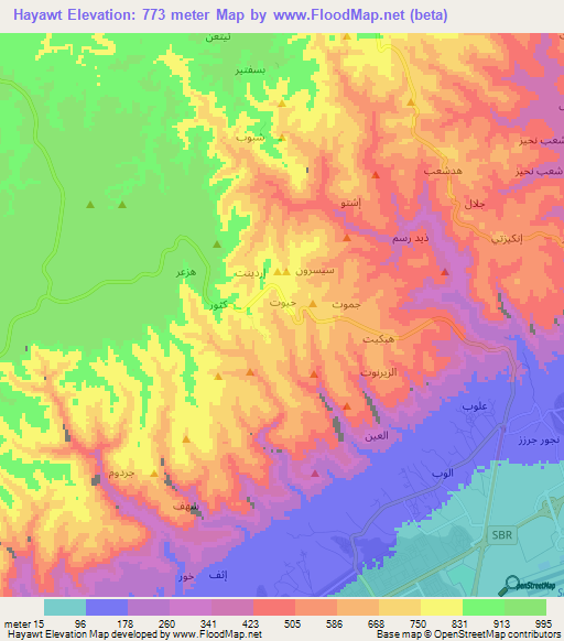 Hayawt,Oman Elevation Map