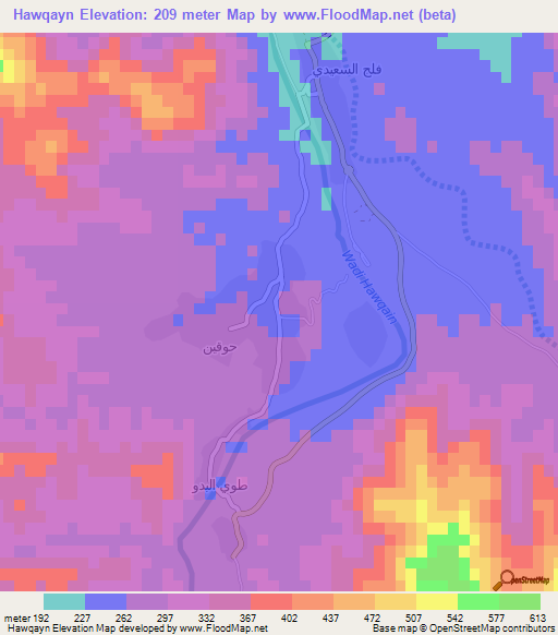 Hawqayn,Oman Elevation Map