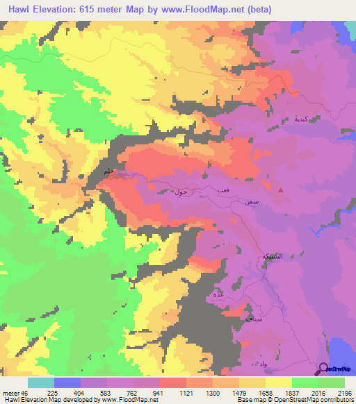 Hawl,Oman Elevation Map