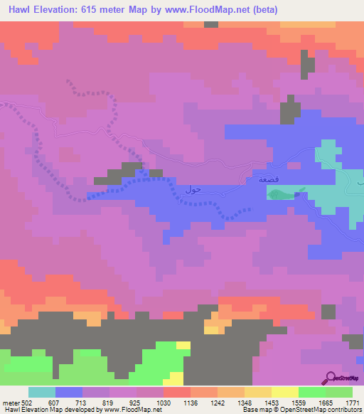 Hawl,Oman Elevation Map