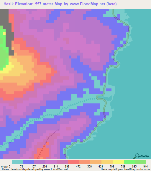 Hasik,Oman Elevation Map