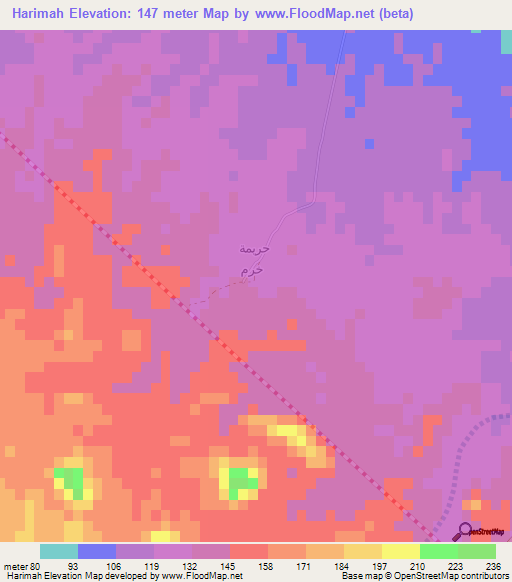 Harimah,Oman Elevation Map