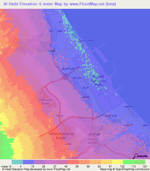 Al Hadd,Oman Elevation Map