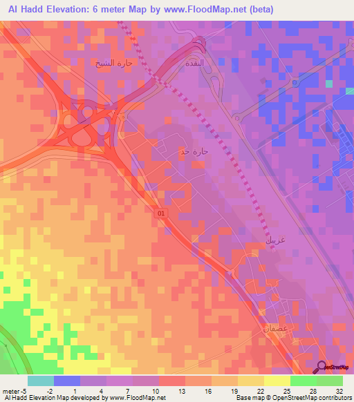 Al Hadd,Oman Elevation Map