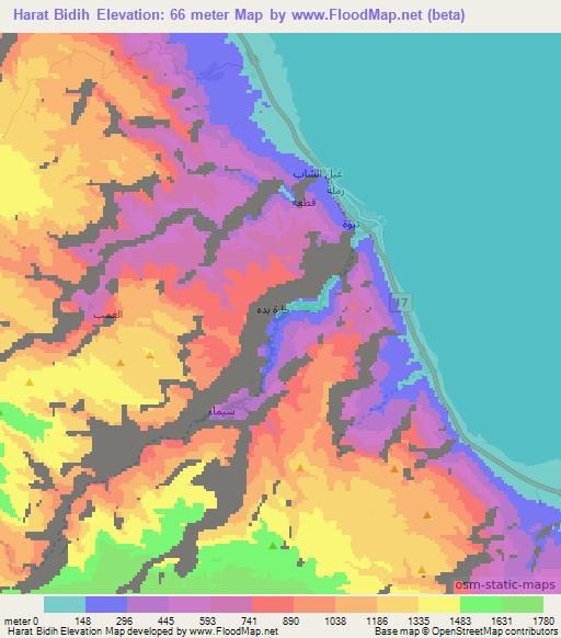 Harat Bidih,Oman Elevation Map