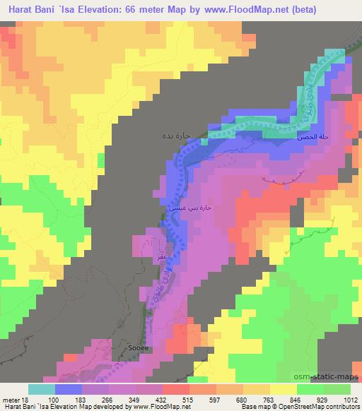 Harat Bani `Isa,Oman Elevation Map