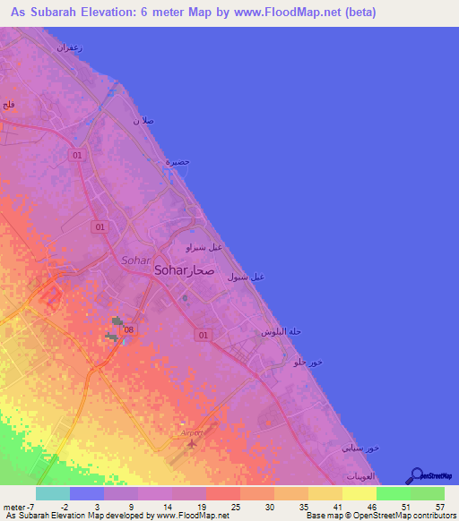 As Subarah,Oman Elevation Map