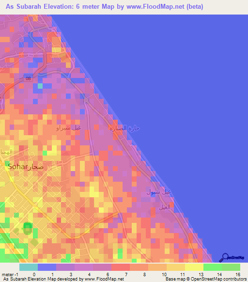 As Subarah,Oman Elevation Map