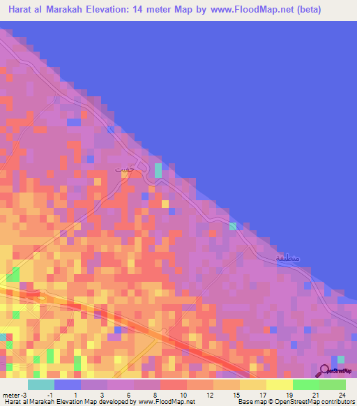 Harat al Marakah,Oman Elevation Map