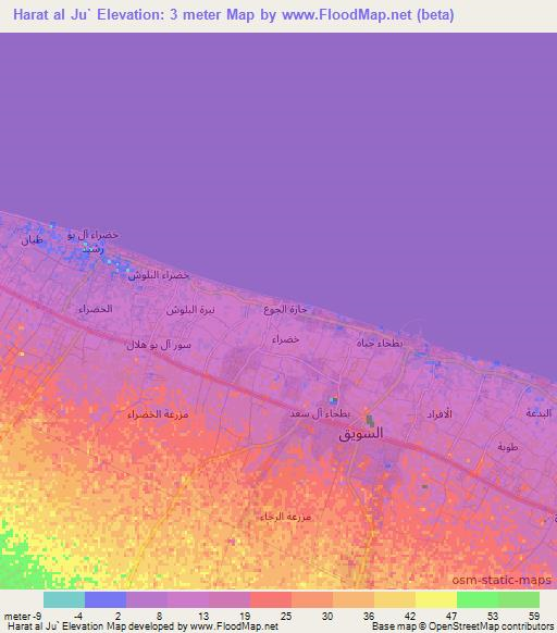 Harat al Ju`,Oman Elevation Map