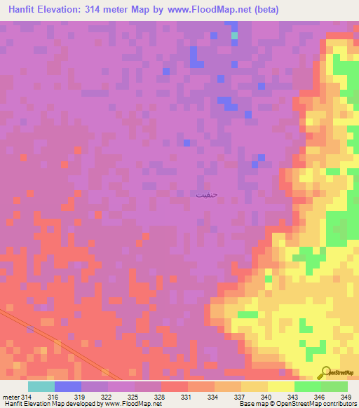 Hanfit,Oman Elevation Map