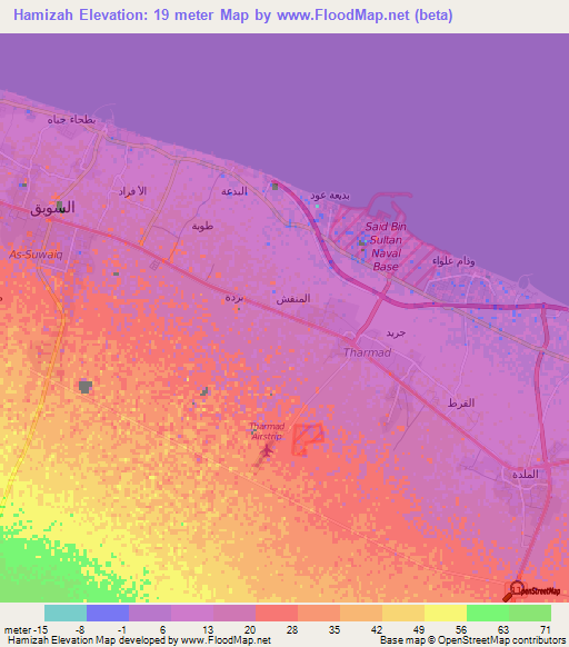 Hamizah,Oman Elevation Map