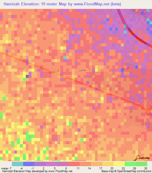 Hamizah,Oman Elevation Map