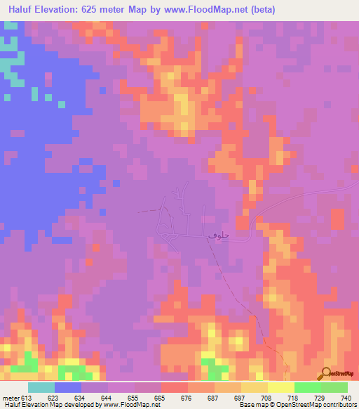 Haluf,Oman Elevation Map