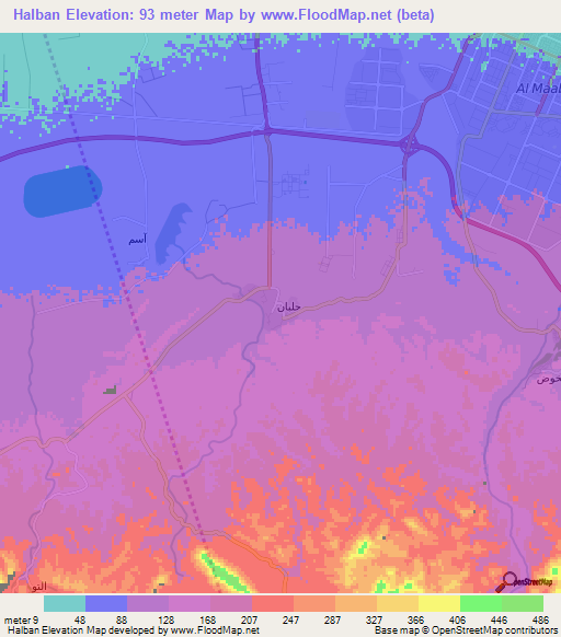 Halban,Oman Elevation Map