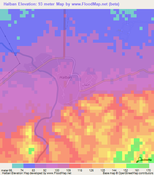 Halban,Oman Elevation Map