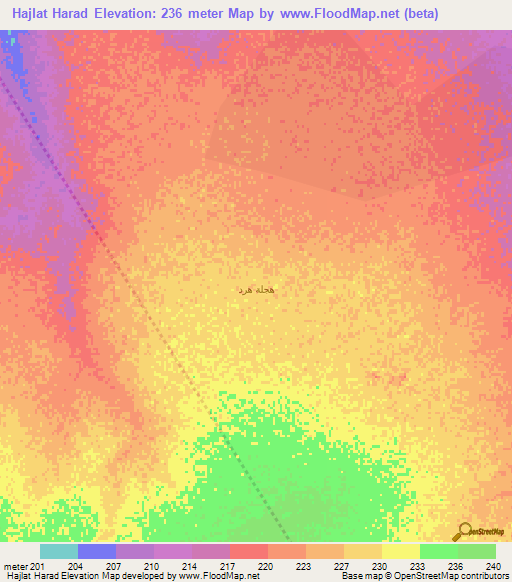 Hajlat Harad,Oman Elevation Map