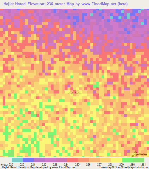 Hajlat Harad,Oman Elevation Map