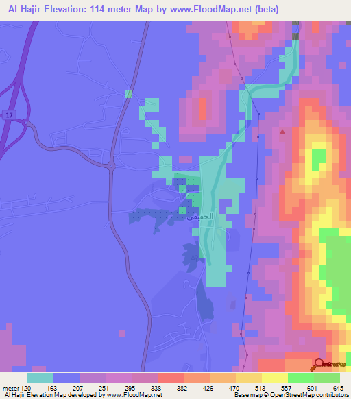 Al Hajir,Oman Elevation Map
