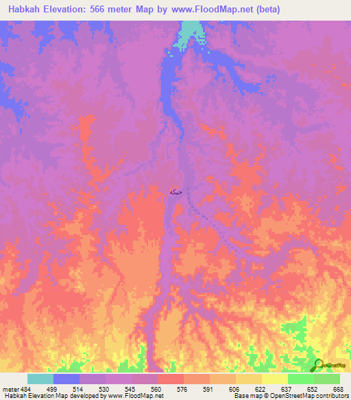 Habkah,Oman Elevation Map