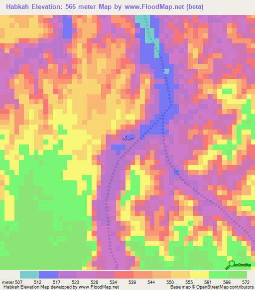 Habkah,Oman Elevation Map