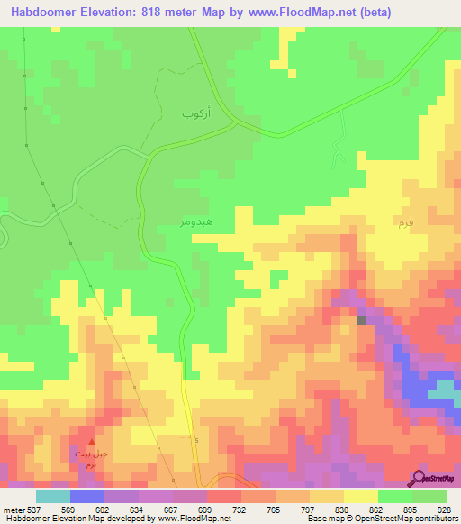 Habdoomer,Oman Elevation Map