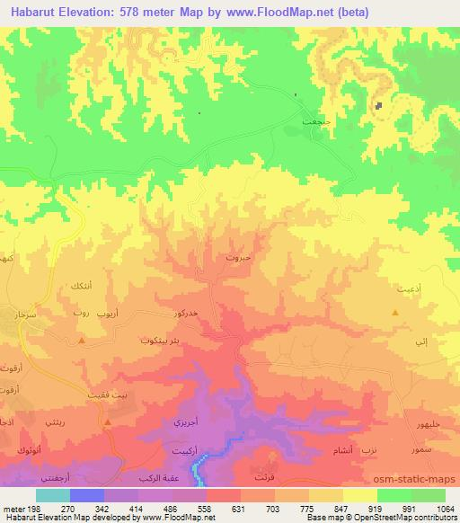 Habarut,Oman Elevation Map