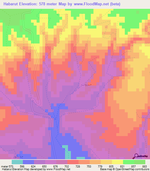 Habarut,Oman Elevation Map